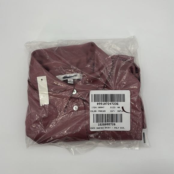Madewell Darted Button-Up Shirt in Satin Woodrose pink size 00 NWT NN947 - Picture 13 of 14